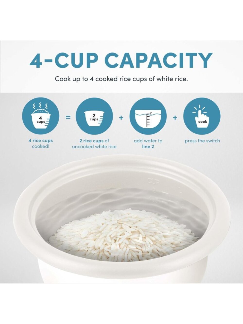 Compact 2-Cup Rice Cooker & Steamer, Auto Keep Warm, Multi-Function Grain & Soup - Picture 5 of 9